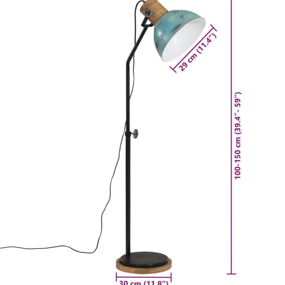 vidaXL Vloerlamp 25 W E27 30x30x100-150 cm verweerd blauw