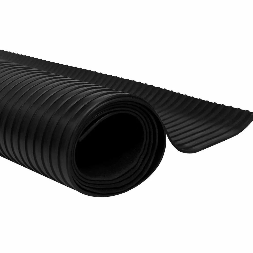 vidaXL Vloermat met brede rib Zwart 1 x 2 m Rubber