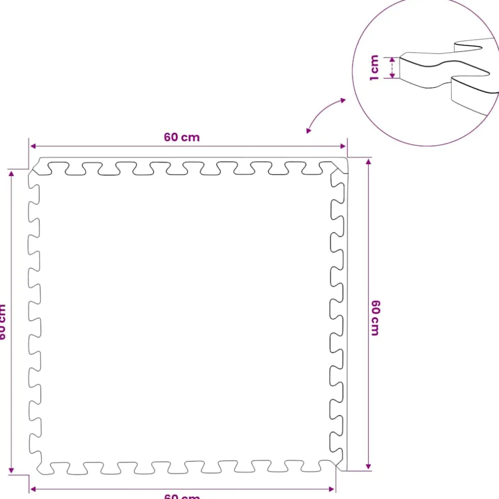 vidaXL Vloermatten 6 st 2,16 ㎡ EVA-schuim zwart