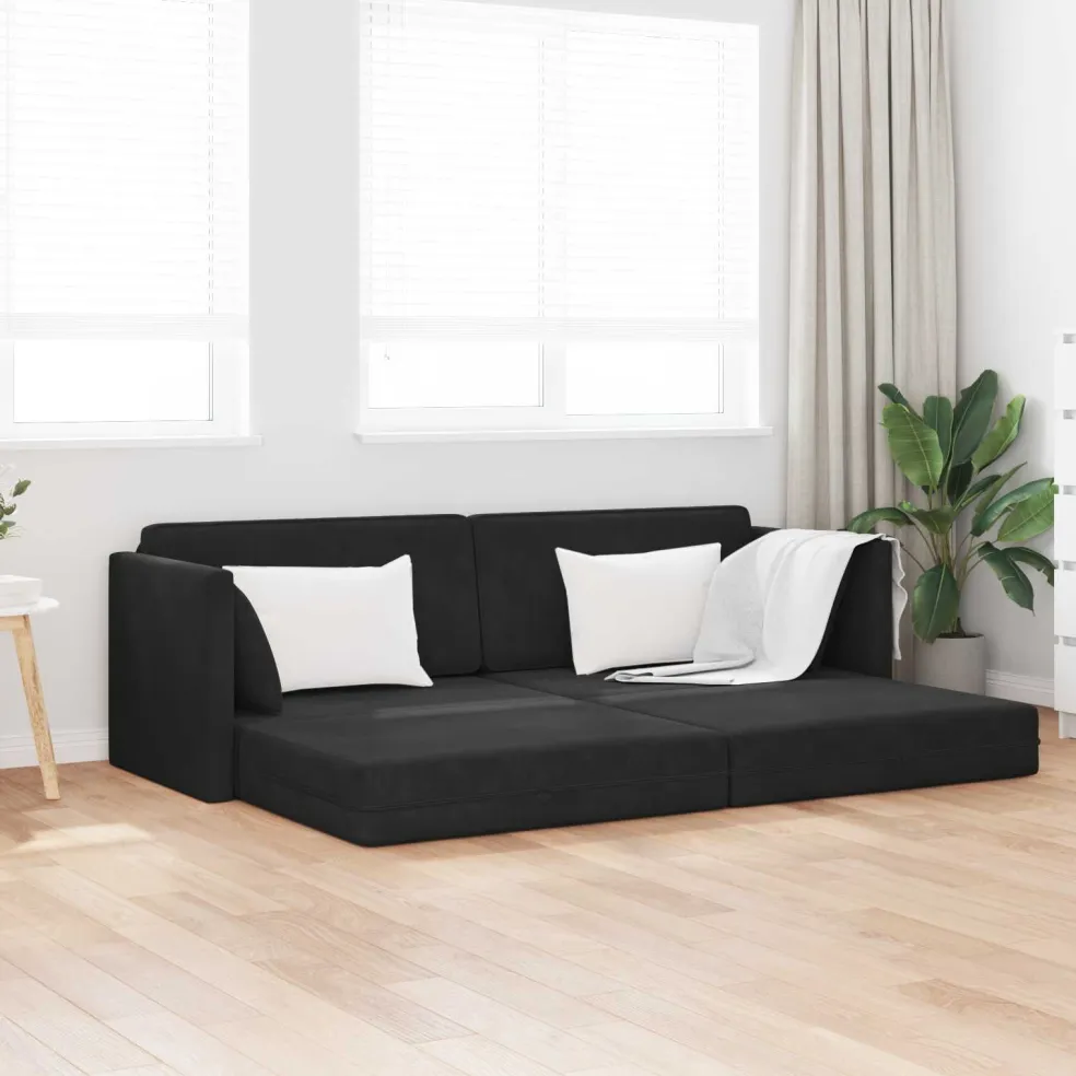 vidaXL Vloerslaapbank Zwart 213 x 70 x 77 cm Fluweel