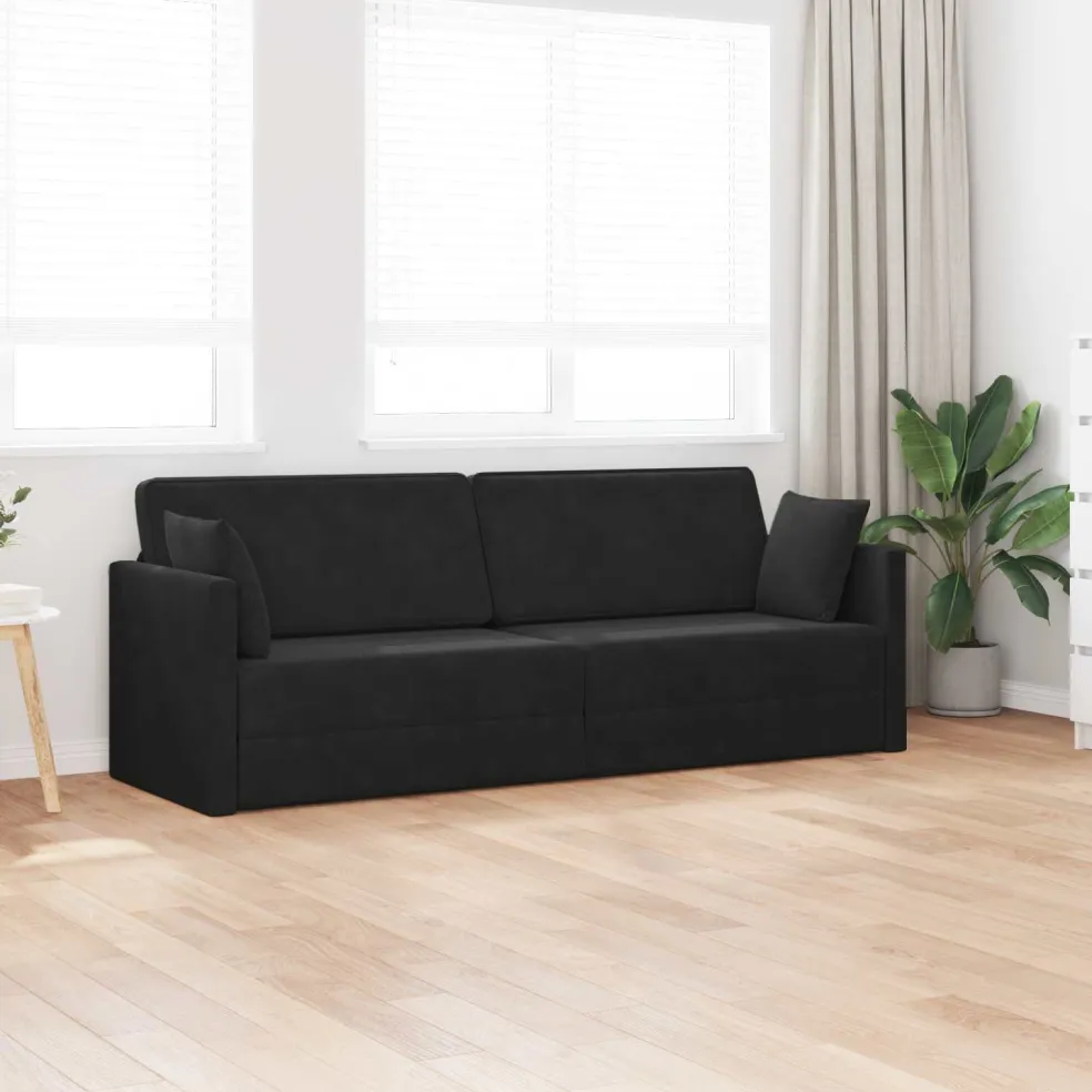 vidaXL Vloerslaapbank Zwart 213 x 70 x 77 cm Fluweel