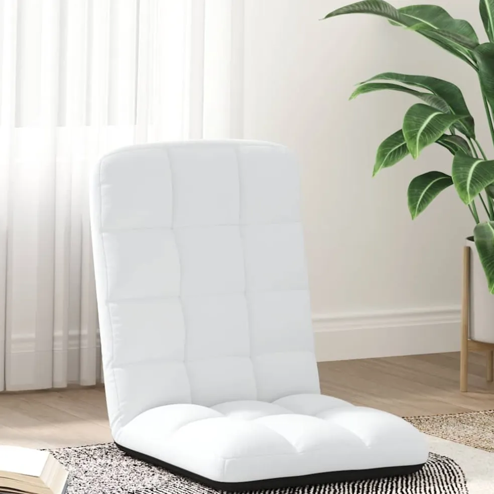 vidaXL Vloerstoel inklapbaar 71x51x62 cm stof wit