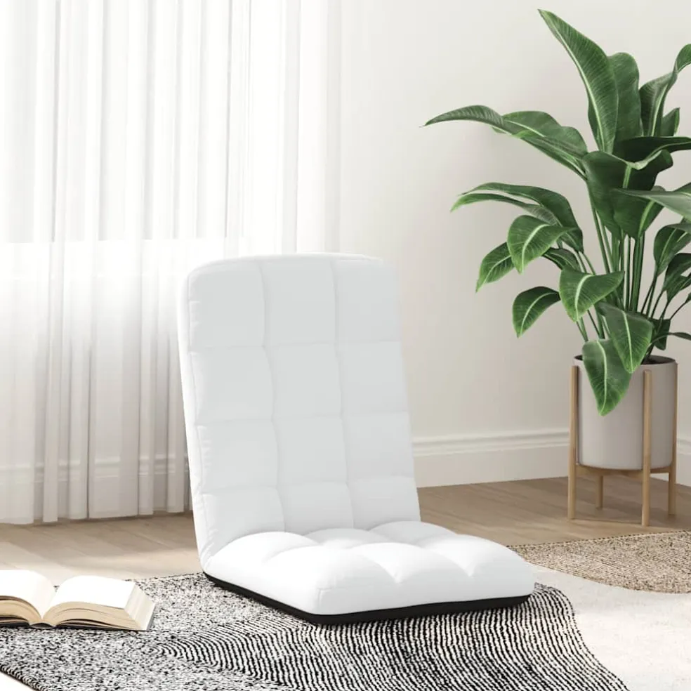 vidaXL Vloerstoel inklapbaar 71x51x62 cm stof wit