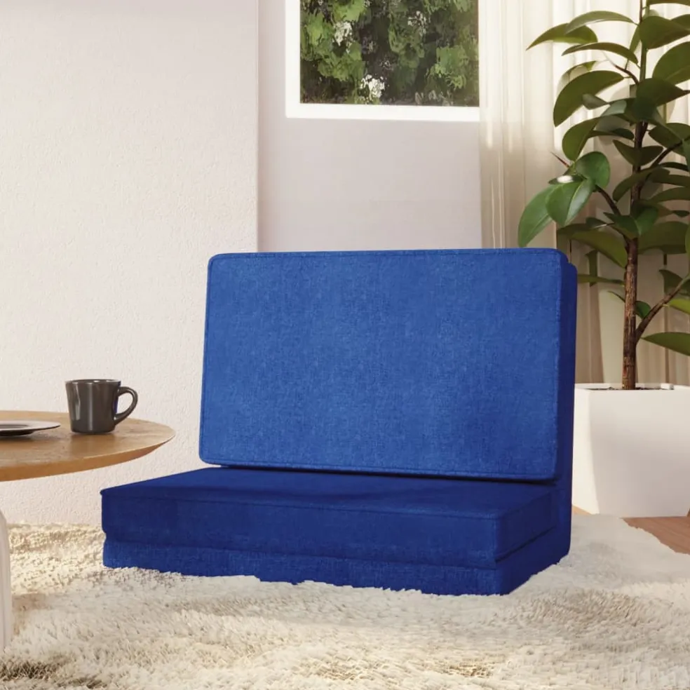 vidaXL Vloerstoel inklapbaar stof blauw