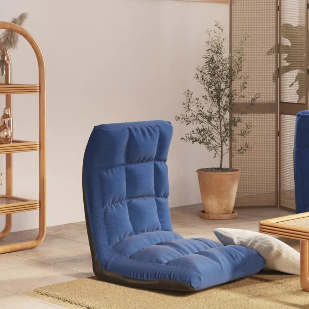 vidaXL Vloerstoel inklapbaar stof blauw