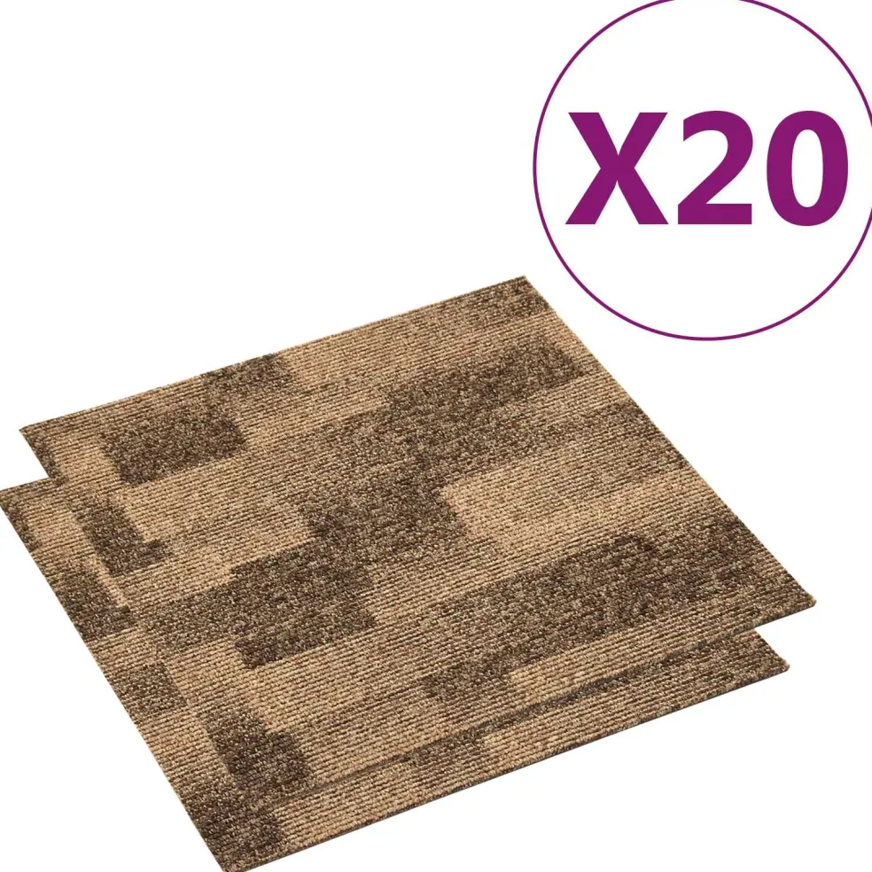 vidaXL Vloertapijt 20 st Bruin 50 x 50 cm PP Laagpolig