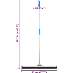 vidaXL Vloerwisser 45x122,5 cm staal en rubber