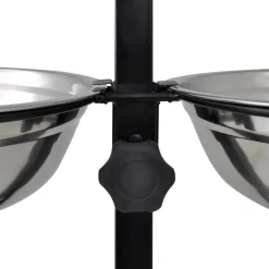 vidaXL Voerstand en kom met hondenvoer Zilver en Zwart 50 x 29 cm