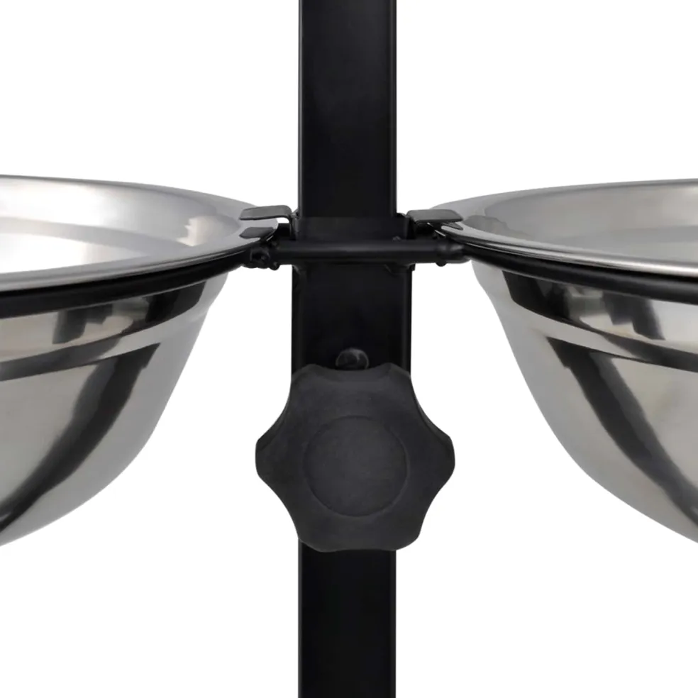 vidaXL Voerstand en kom met hondenvoer Zilver en Zwart 50 x 29 cm