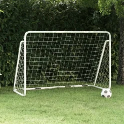 vidaXL Voetbaldoel met net 180x90x120 cm staal wit