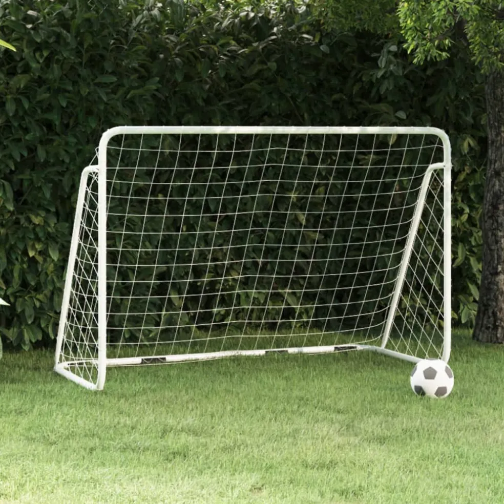 vidaXL Voetbaldoel met net 180x90x120 cm staal wit