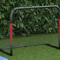 vidaXL Voetbaldoel met net 90x48x71 cm staal rood en zwart