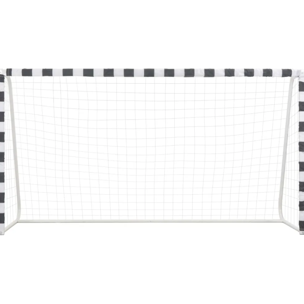 vidaXL Voetbaldoel 300x160x90 cm metaal zwart en wit
