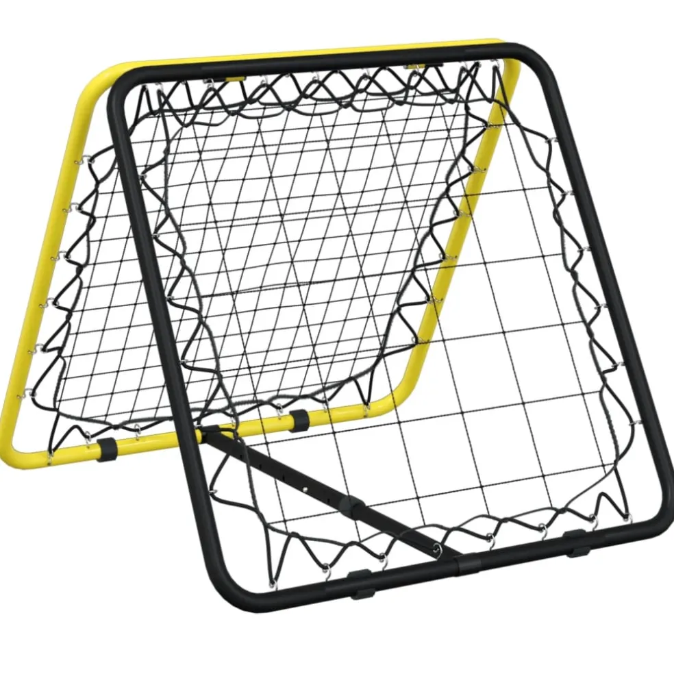 vidaXL Voetbalrebounder dubbelzijdig verstelbaar staal geel en zwart
