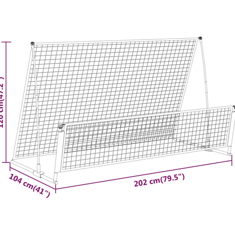 vidaXL Voetbalrebounder/voetbaldoel 2-in-1 202x104x120 cm staal
