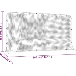 vidaXL Voetbal rebounder 366x90x183 cm HDPE zwart