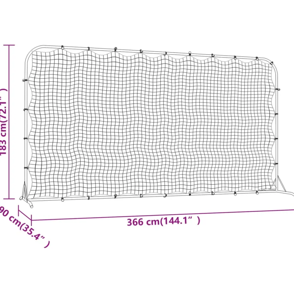 vidaXL Voetbal rebounder 366x90x183 cm HDPE zwart