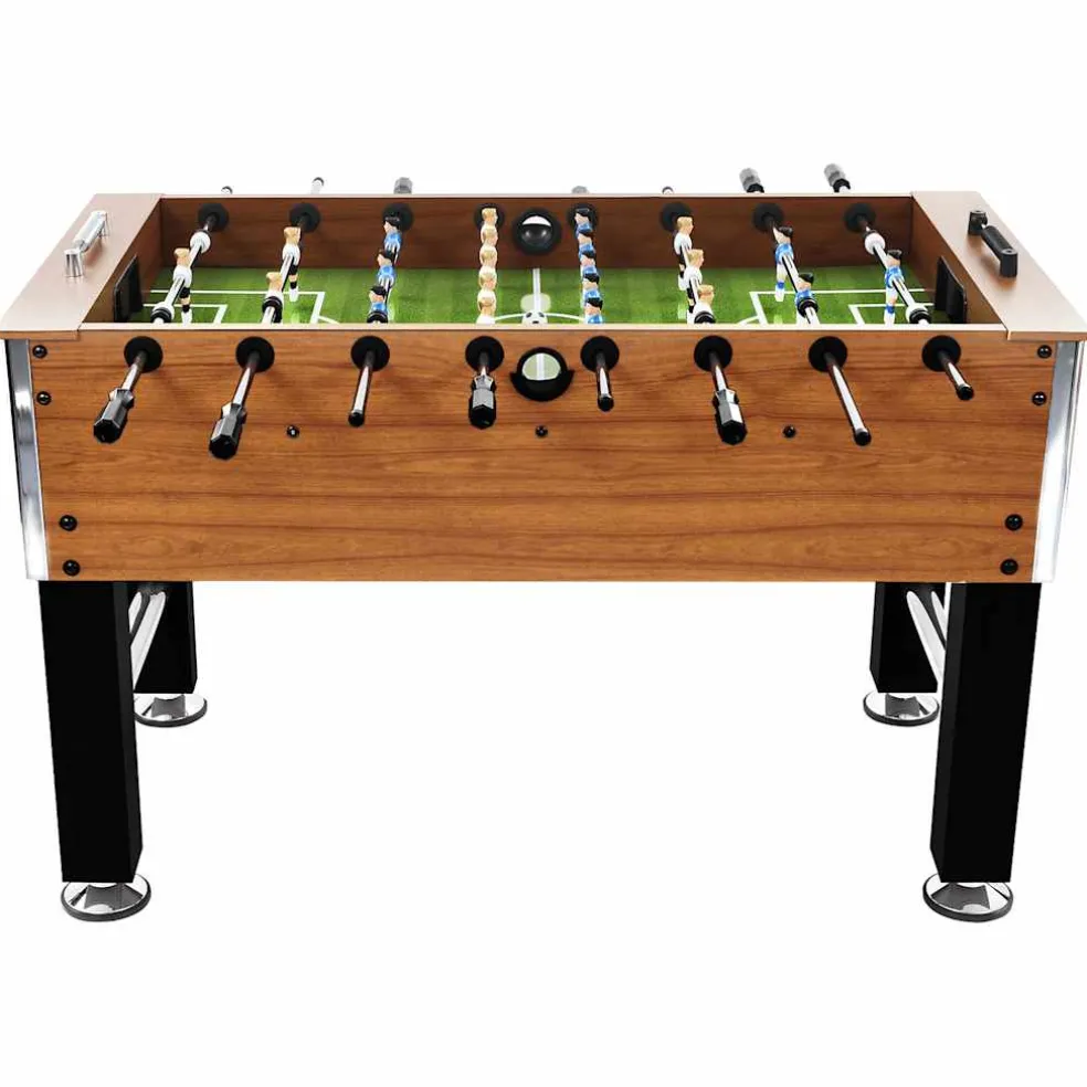 vidaXL Voetbaltafel 60 kg 140x74,5x87,5 cm staal lichtbruin en zwart