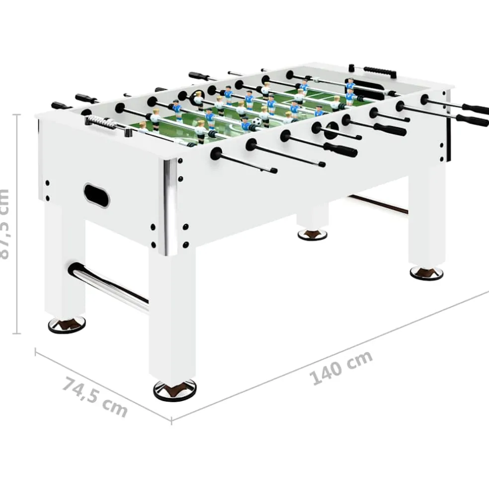 vidaXL Voetbaltafel 60 kg 140x74,5x87,5 cm staal wit
