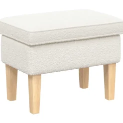 vidaXL Voetenbank Crèmekleurig 55 x 35 x 41 cm Bouclé