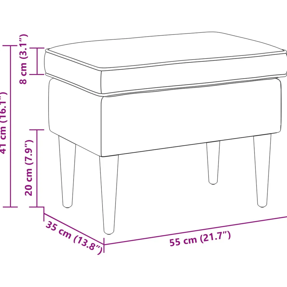 vidaXL Voetenbank Donkergrijs 55 x 35 x 41 cm Fluweel