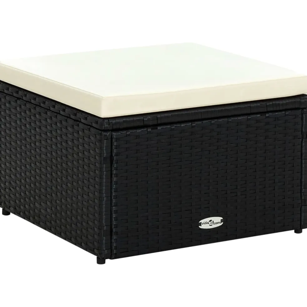 vidaXL Voetenbank/poef zwart 53x53x30 cm poly rattan