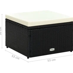 vidaXL Voetenbank/poef zwart 53x53x30 cm poly rattan
