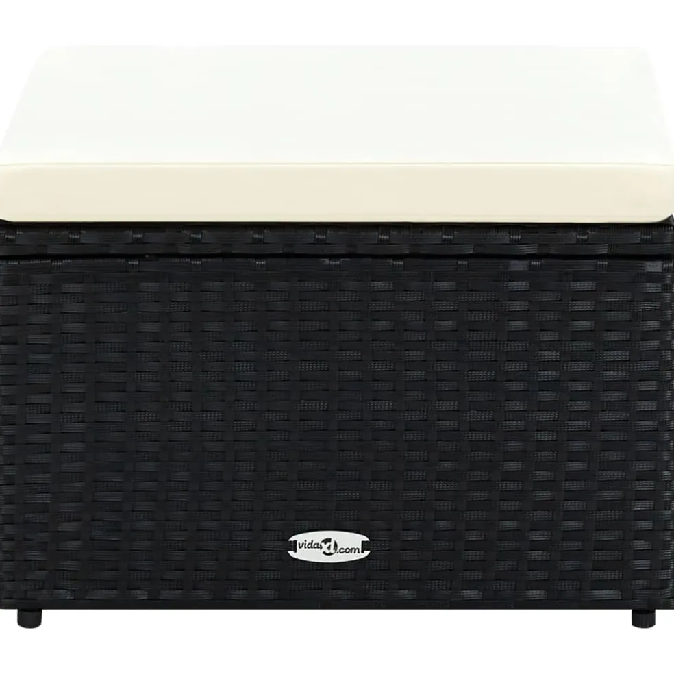 vidaXL Voetenbank/poef zwart 53x53x30 cm poly rattan