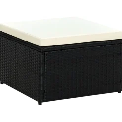 vidaXL Voetenbank/poef zwart 53x53x30 cm poly rattan