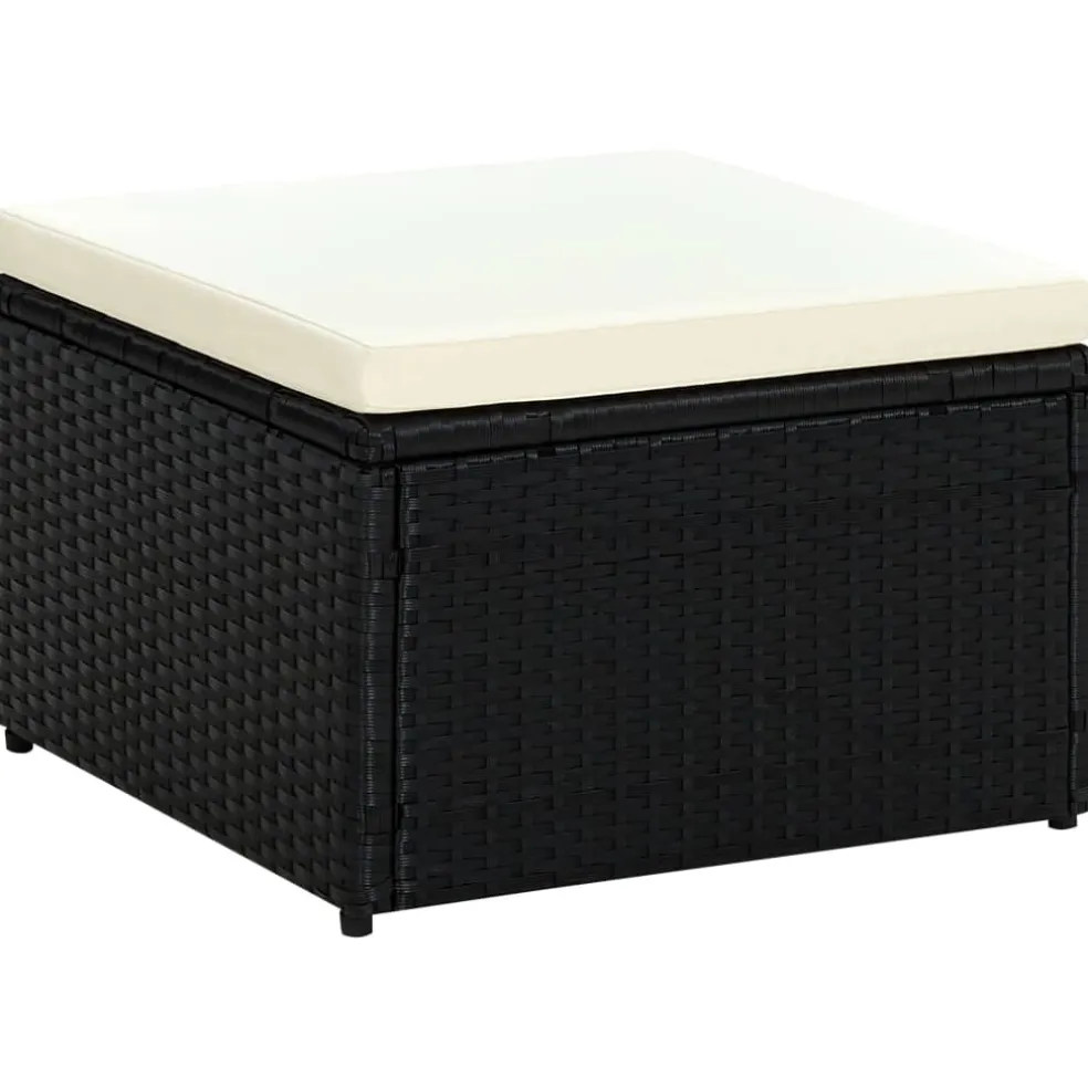 vidaXL Voetenbank/poef zwart 53x53x30 cm poly rattan