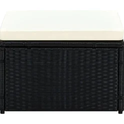 vidaXL Voetenbank/poef zwart 53x53x30 cm poly rattan