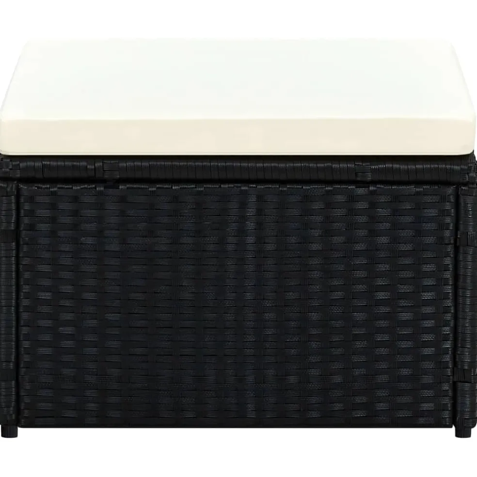 vidaXL Voetenbank/poef zwart 53x53x30 cm poly rattan