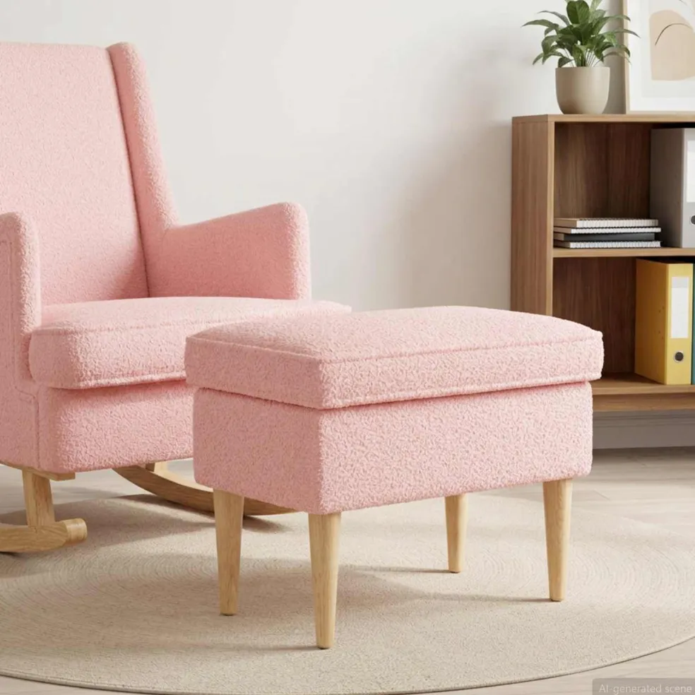 vidaXL Voetenbank Roze 55 x 35 x 41 cm Bouclé