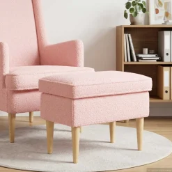vidaXL Voetenbank Roze 55 x 35 x 41 cm Bouclé