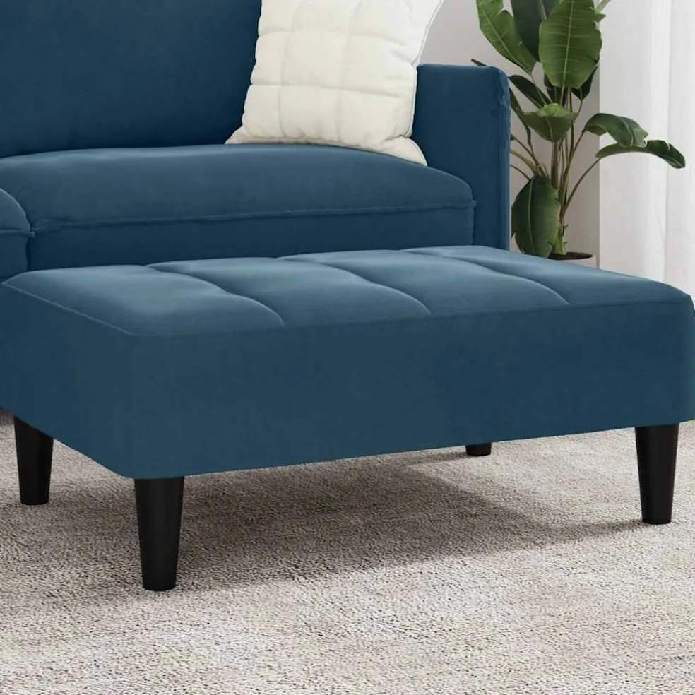 vidaXL Voetenbank 77x55x31 cm fluweel blauw