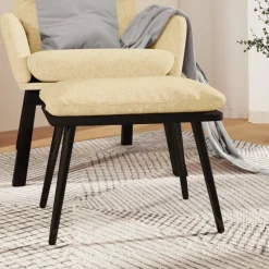 vidaXL Voetenbank 45x29,5x35 cm stof en kunstleer crèmekleurig