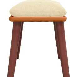 vidaXL Voetenbank 45x29,5x35 cm stof en kunstleer crèmekleurig
