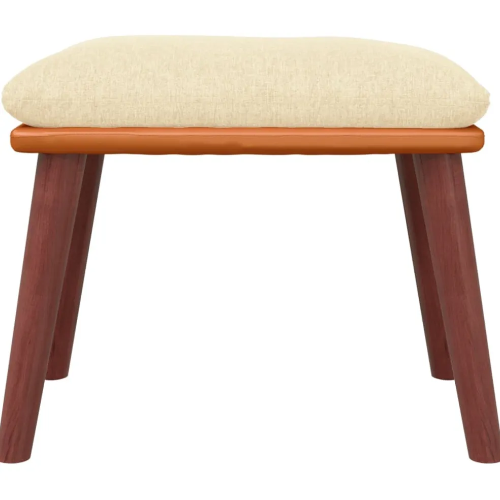 vidaXL Voetenbank 45x29,5x35 cm stof en kunstleer crèmekleurig