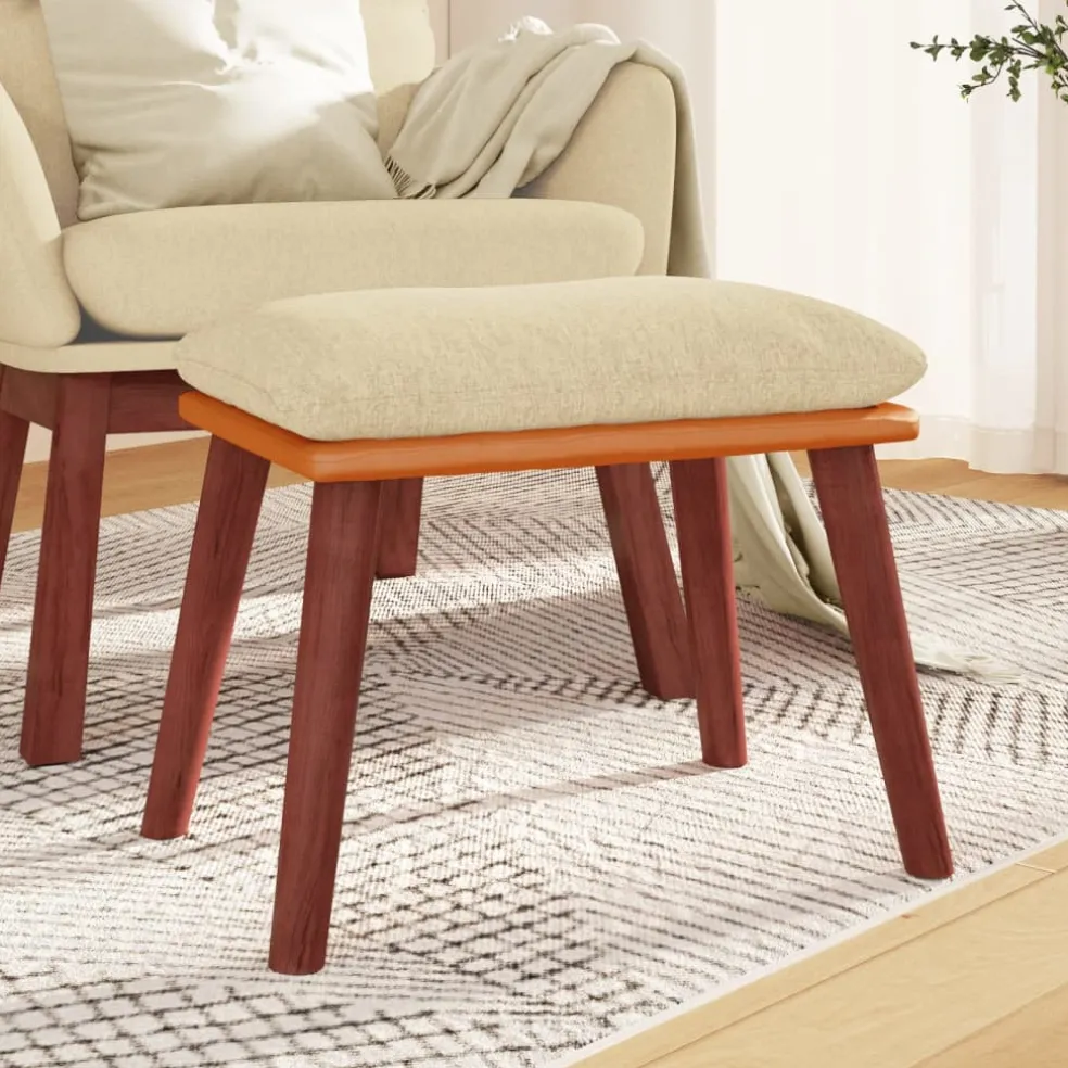 vidaXL Voetenbank 45x29,5x35 cm stof en kunstleer crèmekleurig