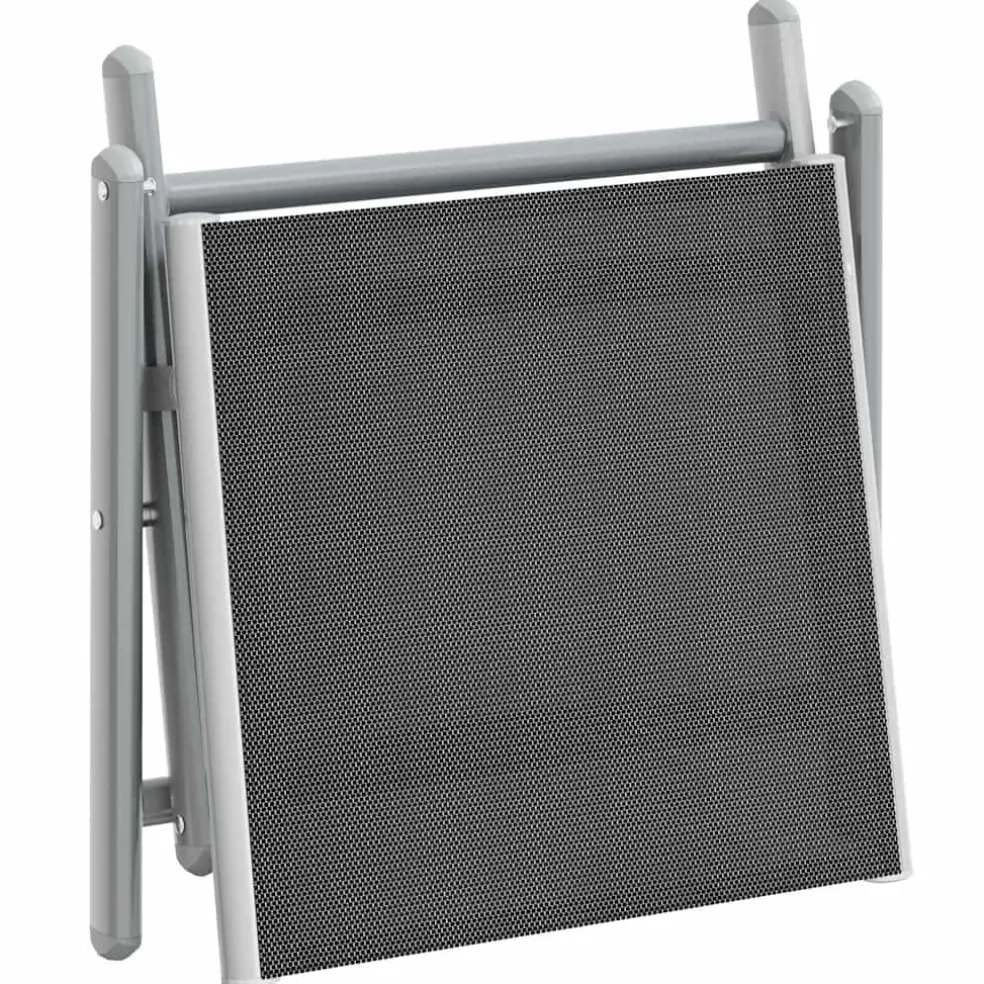 vidaXL Voetensteun inklapbaar textileen en aluminium zwart zilverkleur