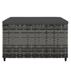 vidaXL Voetensteun met kussen poly rattan grijs