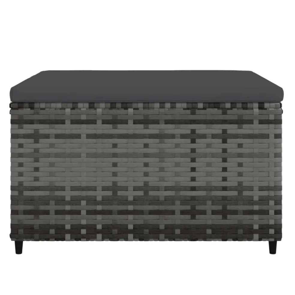 vidaXL Voetensteun met kussen poly rattan grijs