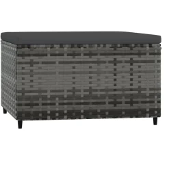 vidaXL Voetensteun met kussen poly rattan grijs