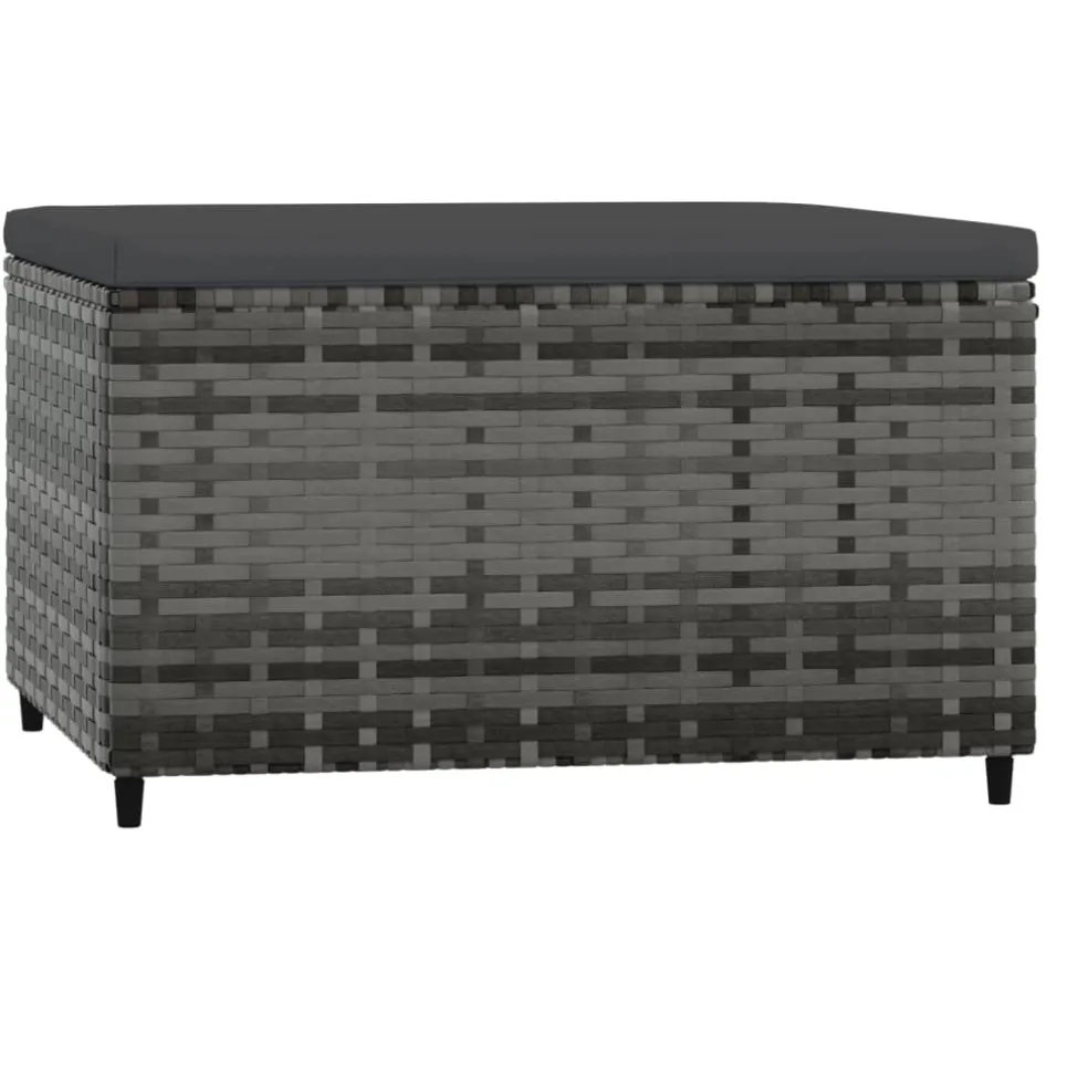 vidaXL Voetensteun met kussen poly rattan grijs