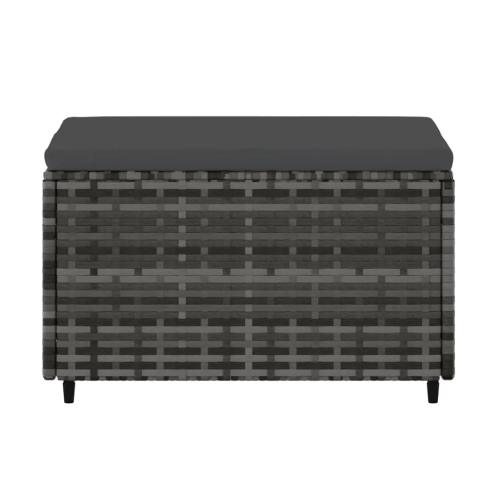 vidaXL Voetensteun met kussen poly rattan grijs