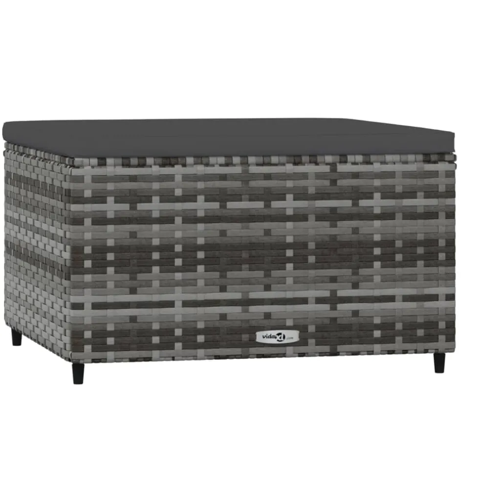 vidaXL Voetensteun met kussen poly rattan grijs