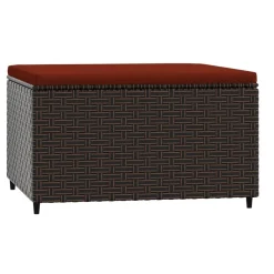 vidaXL Voetensteun met kussen poly rattan bruin