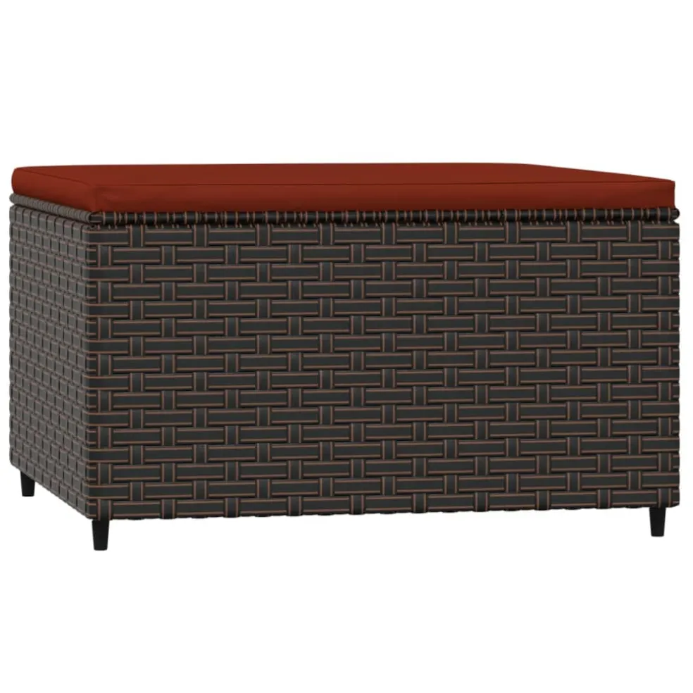 vidaXL Voetensteun met kussen poly rattan bruin