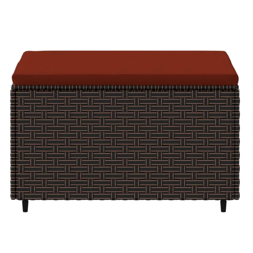 vidaXL Voetensteun met kussen poly rattan bruin