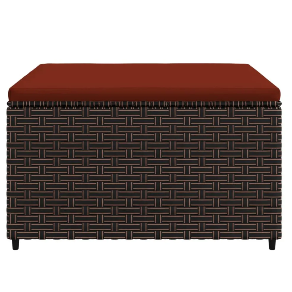 vidaXL Voetensteun met kussen poly rattan bruin